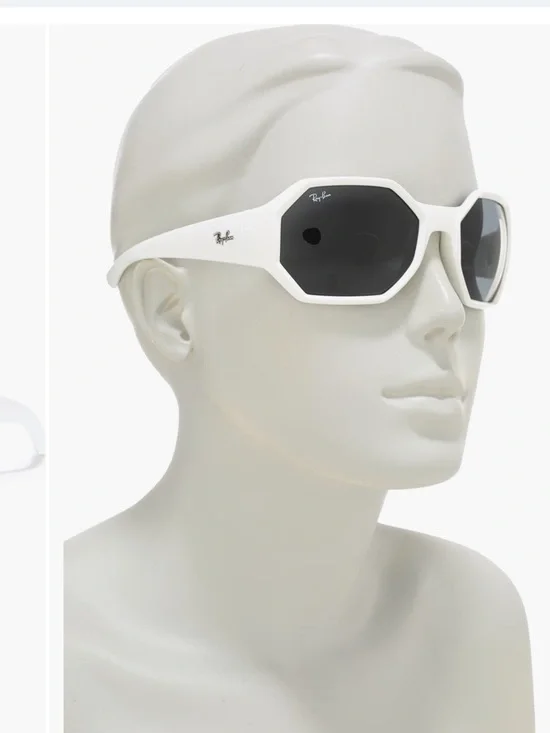 NWT Ray-Ban White Octagon Wrap Around 59MM Lens Sunglasses - Picture 4 of 6